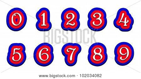 Tricolor Volume Numbers 123456789 On A White Background Isolated.eps
