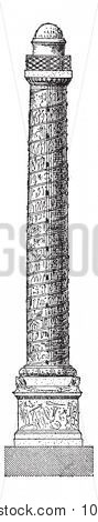 Trajan's column, vintage engraved illustration. Dictionary of words and things - Larive and Fleury - 1895.