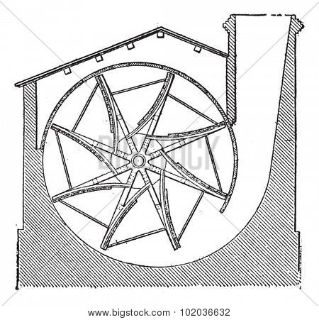 Guibal fan, vintage engraved illustration. Dictionary of words and things - Larive and Fleury - 1895.