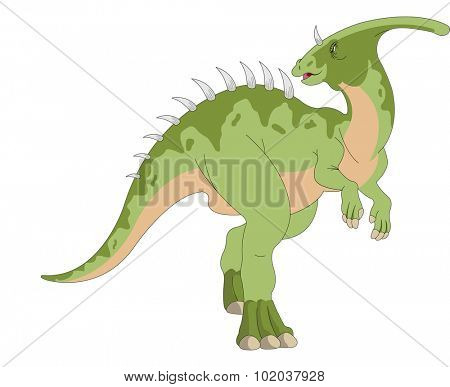 Dinosaur, Green, Horned and Spiked, vector illustration