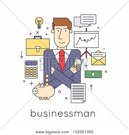 Thin line Successful businessman