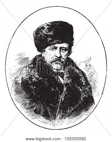 Professor Nordenskiold, vintage engraved illustration. Journal des Voyages, Travel Journal, (1879-80).