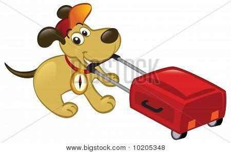 Bir Bagaj çekerek Dog seyahat