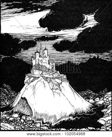 The Golden Castle of Stromberg, vintage engraved illustration. 