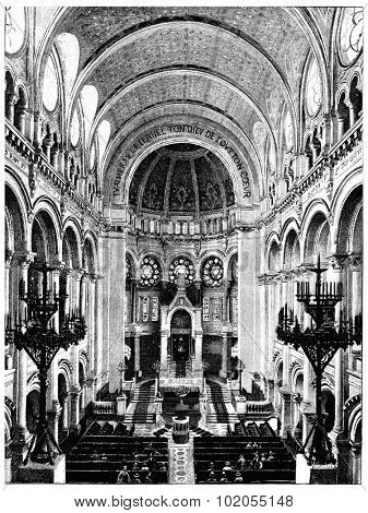 Synagogue Street victory, vintage engraved illustration. Paris - August 1890.