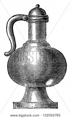 Kettle fifteenth century, vintage engraved illustration. Industrial encyclopedia E.-O. Lami - 1875.