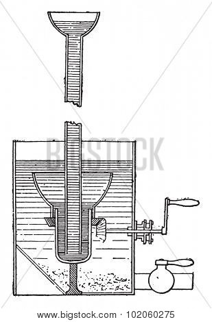 Mercury scrubber, vintage engraved illustration. Industrial encyclopedia E.-O. Lami - 1875. 