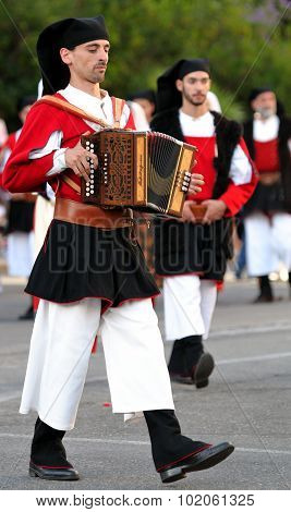 Musicians With The Traditional Costume Of Sardinia.