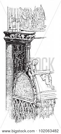Armrest, vintage engraved illustration. Dictionary of words and things - Larive and Fleury - 1895. 