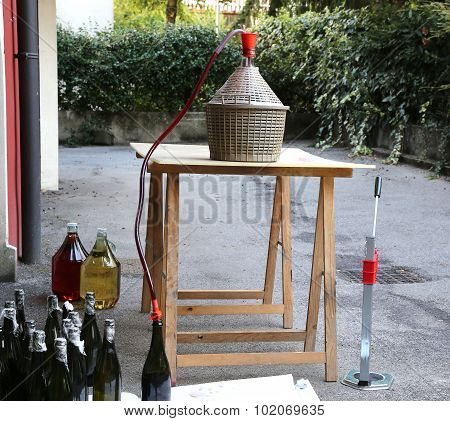 Bottling And Decanting Of Wine From The Carboy Bottles
