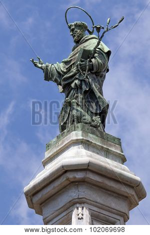 Statue Of San Domenico In Naples, Italy