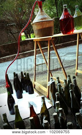 Bottling And Decanting Of Wine From The Carboy Bottles