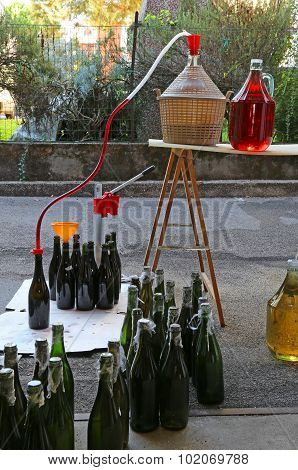 Bottling And Decanting Of Wine From The Carboy Bottles