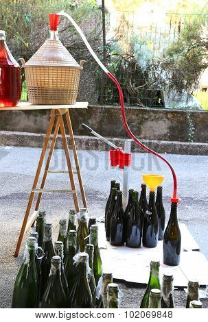 Bottling And Decanting Of Wine From The Carboy Bottles