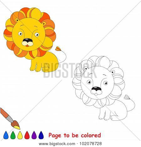 Orange toy lion. Kid game.