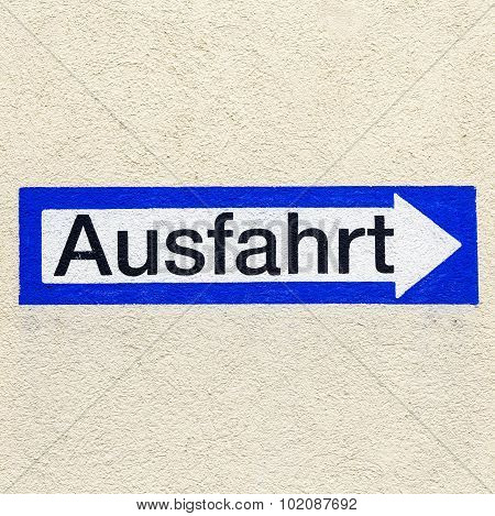 Sign Exit In German Painted At A Wall