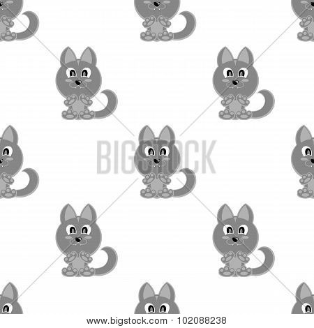 Seamless Vector Background Funny Animals Symbol Wolf