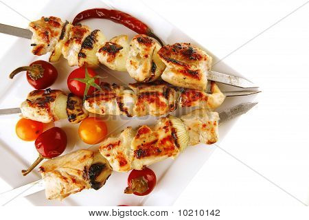 Stegt kylling Kebab på hvid
