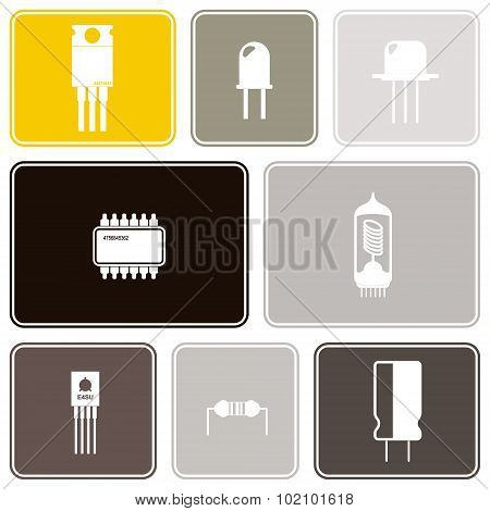 Seamless background with electronic components icons