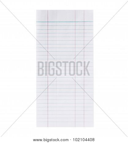 Lined Paper Isolated On White Background