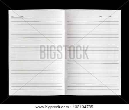 White Lined Paper Isolated On Black Background