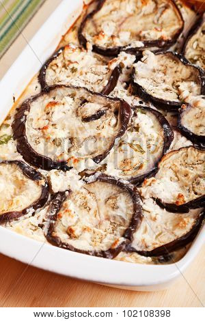 Baked Eggplants With Cheese And Eggs