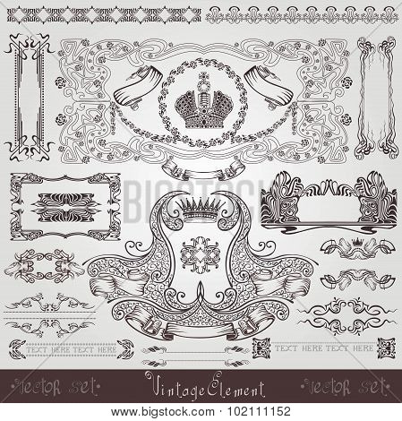 Big set of retro elements and frames from pattern