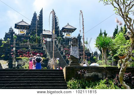 Tourists Visit Besakih Temple, Bali, Indonesia