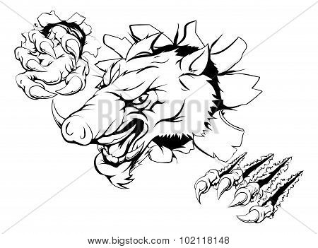 Boar Monster Smashing Through Wall