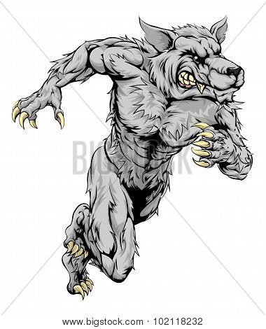 Werewolf Wolf Sports Mascot Running