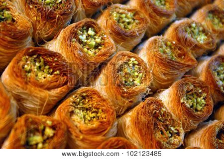 Photo of sweet pastry desert Arabic baklava.