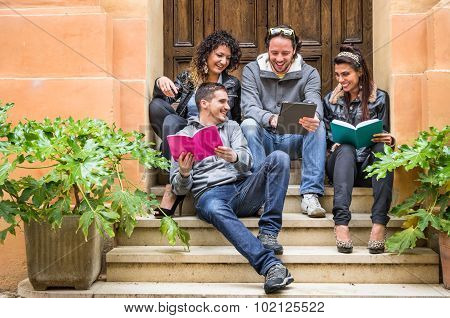 Happy Friends During A University Break