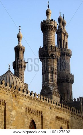 The Al-Azhar Mosque building in Cairo Egypt