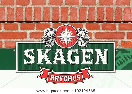 Skagen brewery logo on wall