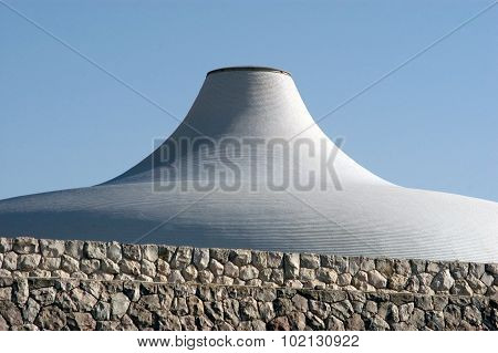JERUSALEM, ISRAEL - JUNE 13: The Shrine of the Book in Israel Museum on June 13 2005 in Jerusalem Israel.It houses the Dead Sea Scrolls discovered between 1947-56 in 11 caves in and around Qumran ancient settlement near the Dead Sea Israel.