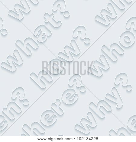 Question words walpaper. 3d seamless background. Vector EPS10.