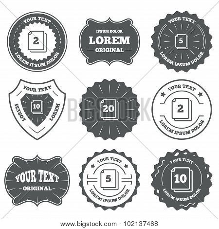 In pack sheets icons. Quantity per package.