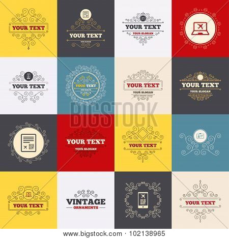 QR scan code icon. Boarding pass flight sign.