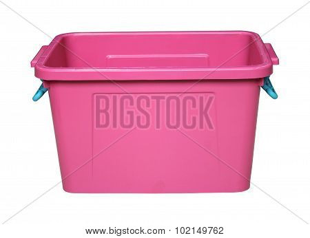 Pink Plastic Box Isolated On White With Clippingpath