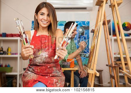 Cute Art Student Loves To Paint