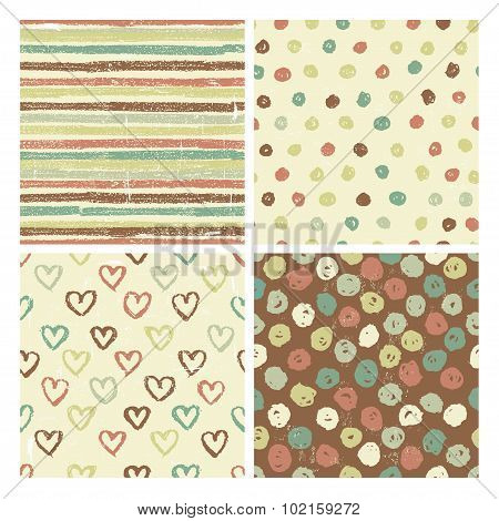 Four Seamless Patterns In Rustic Style