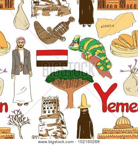 Sketch Yemen Seamless Pattern.