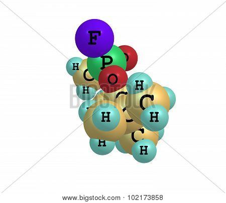 Molecular structure of soman on white