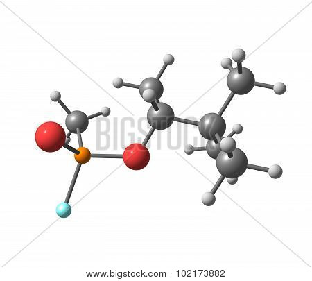 Molecular structure of soman on white