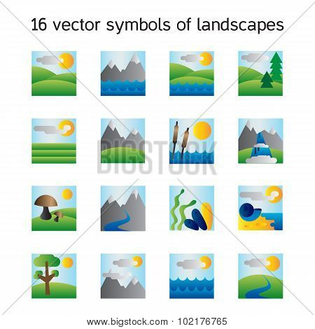 Landscape Icons Collection. Nature Symdols