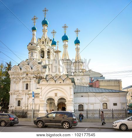 Moscow, Russia - 18 September 2015: Nativity Of The Blessed Virgin Mary Church In Putinki. It Is One