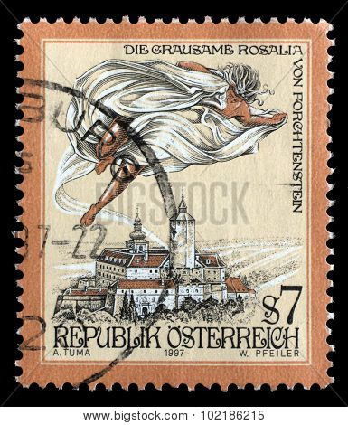 AUSTRIA - CIRCA 1997: a stamp printed in the Austria shows The Cruel Lady of Forchtenstein Castle, Burgenland, circa 1997