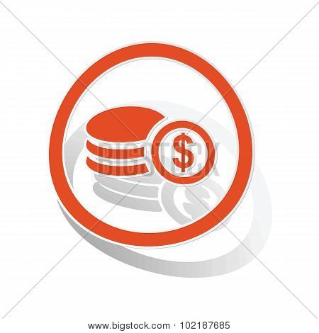 Dollar rouleau sign sticker, orange