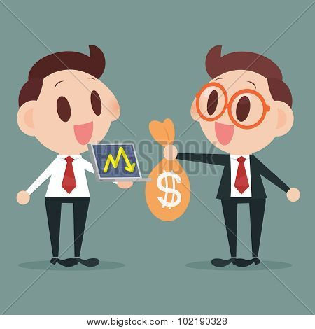 Businessman Thinking About Business Graph With Trend