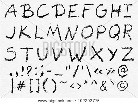 Hand written vector charcoal uppercase english alphabet